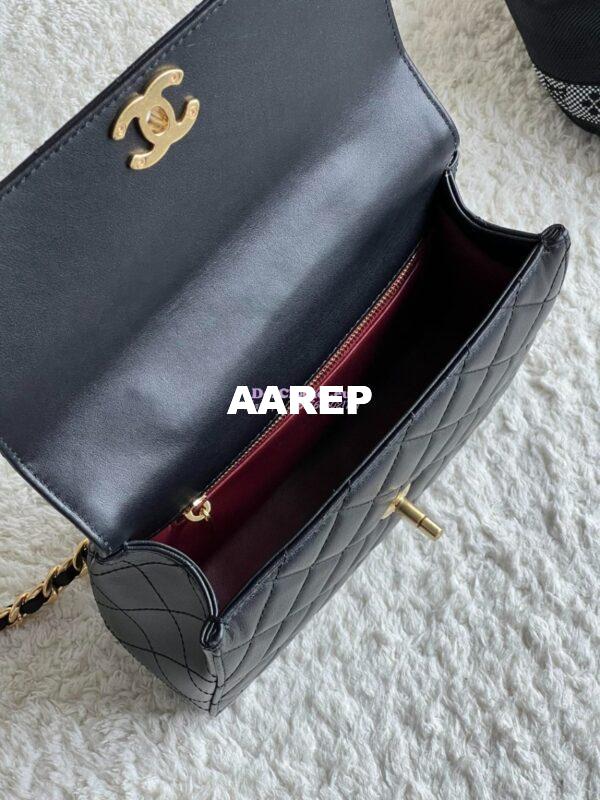 Replica Chanel 23B Shiny Calfskin AS4307 Gold Handle Flap Bag 7