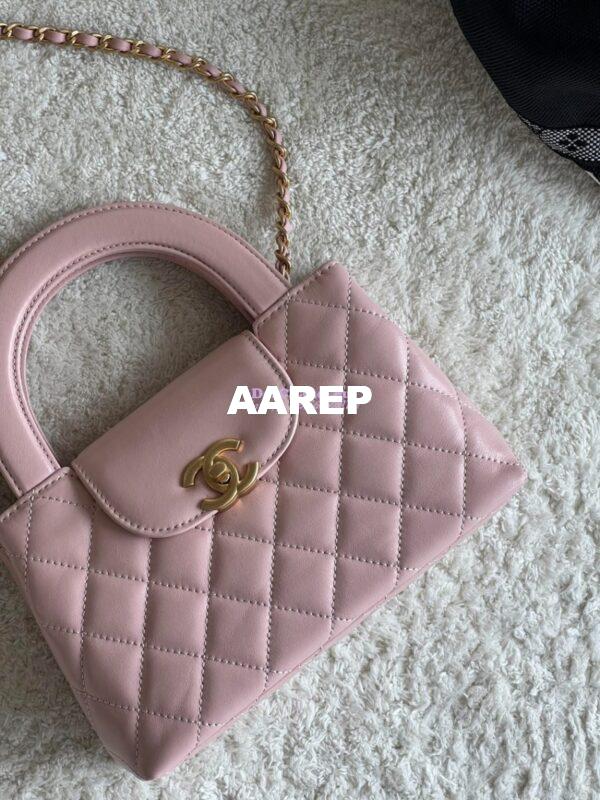 Replica Chanel Mini Shopping Bag Shiny Aged Calfskin AS4416 Pink 4