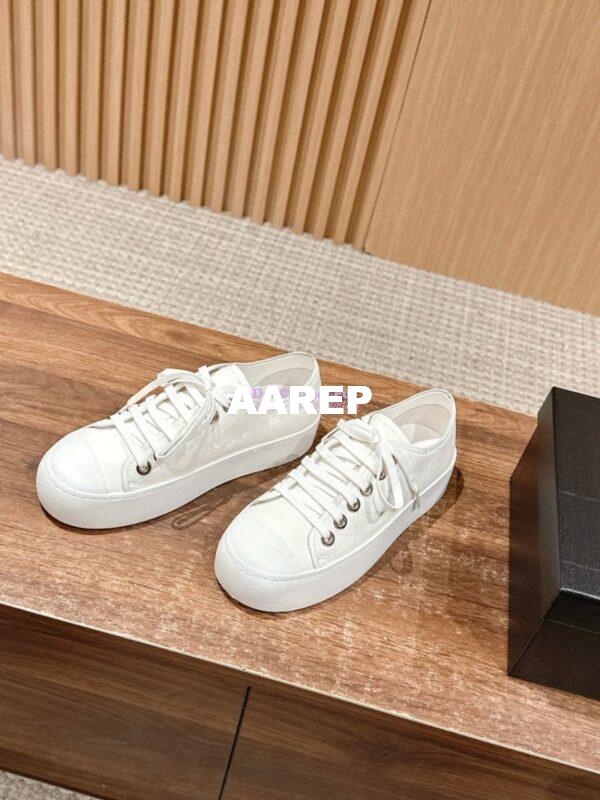 Replica Chanel Printed Lambskin Trainers G46368 White 4
