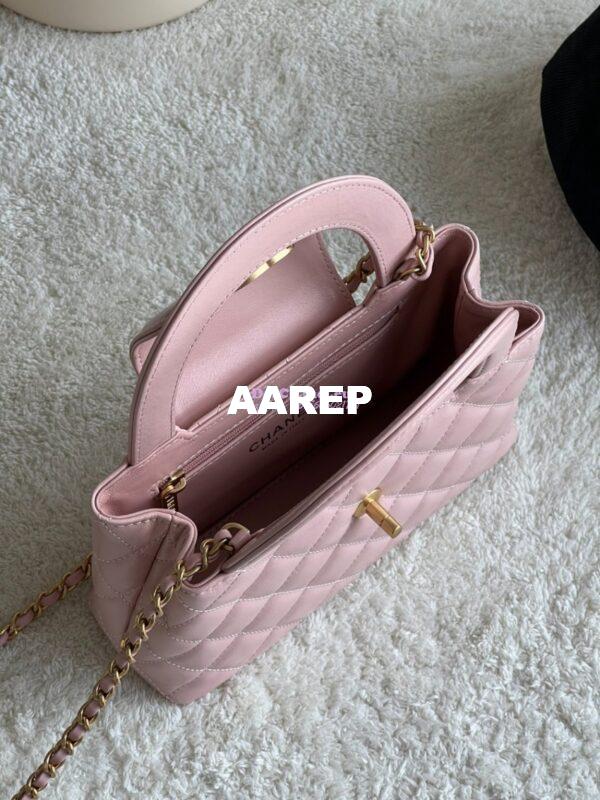 Replica Chanel Mini Shopping Bag Shiny Aged Calfskin AS4416 Pink 6