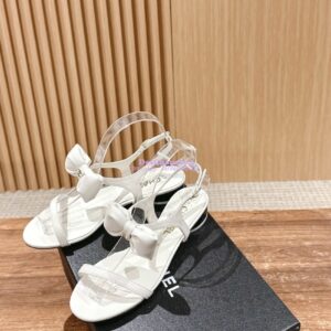 Replica Chanel SS25 Lambskin Sandals 25mm G46193 White