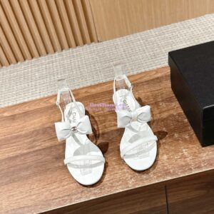 Replica Chanel SS25 Lambskin Sandals 25mm G46193 White 2