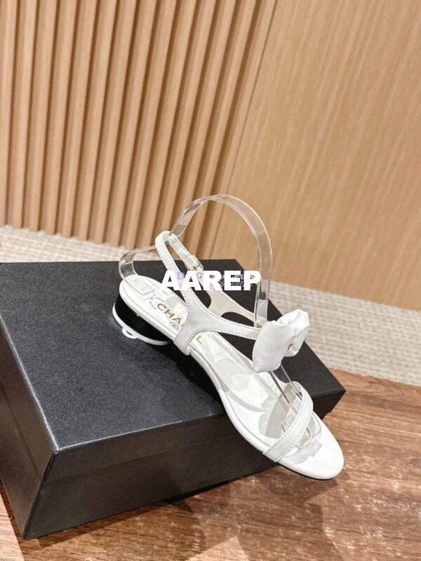 Replica Chanel SS25 Lambskin Sandals 25mm G46193 White 3