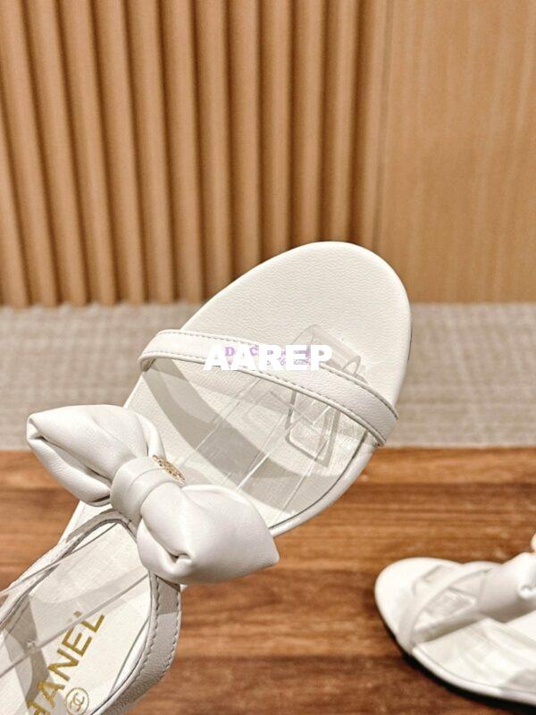 Replica Chanel SS25 Lambskin Sandals 25mm G46193 White 4