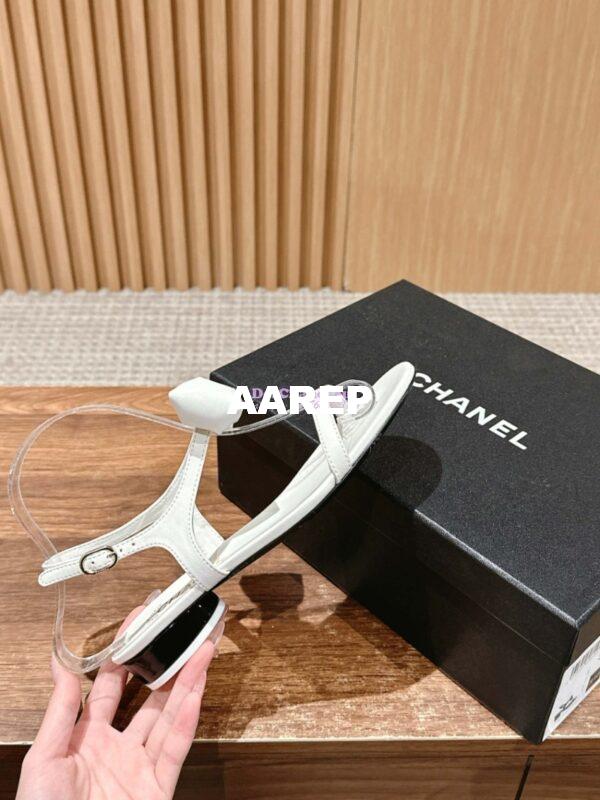 Replica Chanel SS25 Lambskin Sandals 25mm G46193 White 6