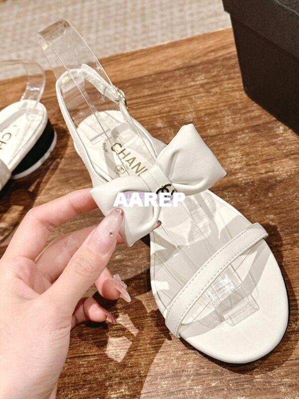 Replica Chanel SS25 Lambskin Sandals 25mm G46193 White 7