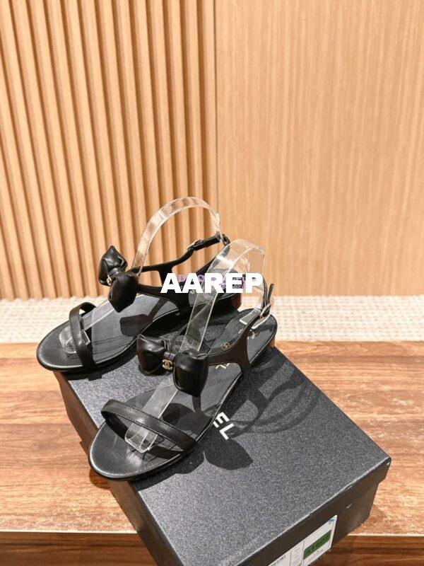 Replica Chanel SS25 Lambskin Sandals 25mm G46193 Black