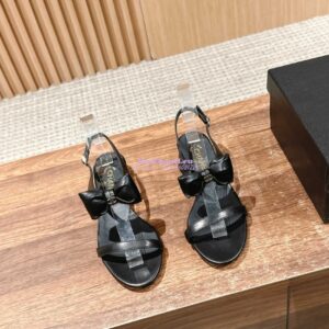 Replica Chanel SS25 Lambskin Sandals 25mm G46193 Black 2