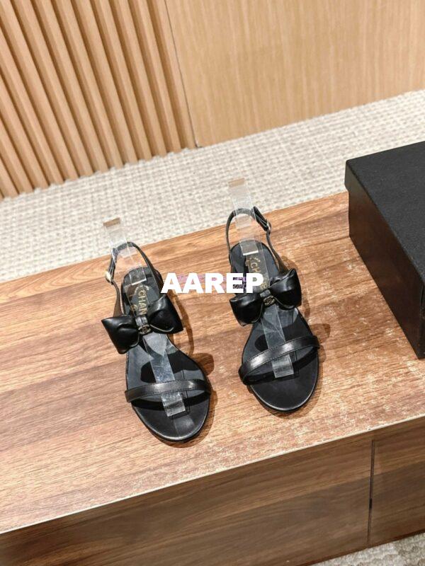Replica Chanel SS25 Lambskin Sandals 25mm G46193 Black 2