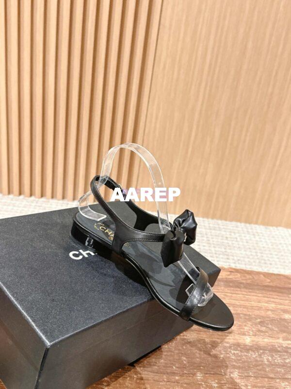 Replica Chanel SS25 Lambskin Sandals 25mm G46193 Black 4