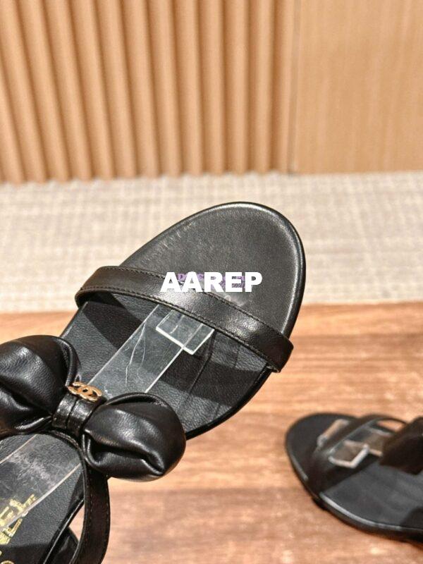 Replica Chanel SS25 Lambskin Sandals 25mm G46193 Black 5