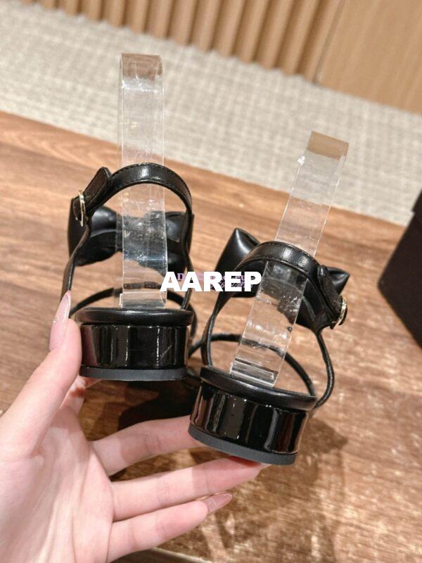Replica Chanel SS25 Lambskin Sandals 25mm G46193 Black 8