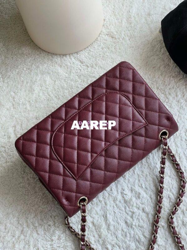 Replica Chanel CF 1112 Classic Flap Bag Qulited Grainy Caviar with Light Gold Hardware in Wine 10