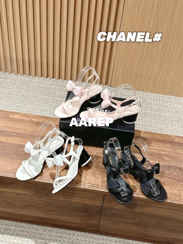 Replica Chanel SS25 Lambskin Sandals 55mm G46192 Black