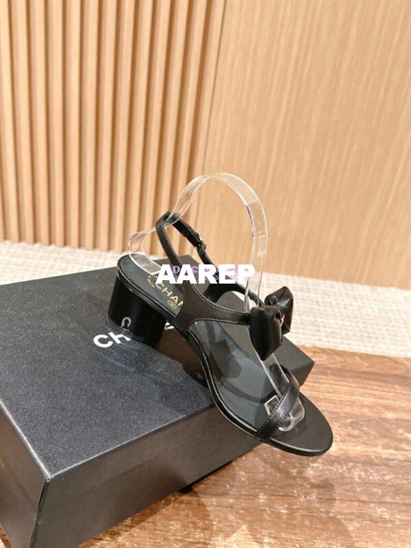 Replica Chanel SS25 Lambskin Sandals 55mm G46192 Black 3