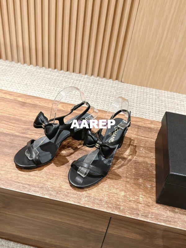 Replica Chanel SS25 Lambskin Sandals 55mm G46192 Black 4