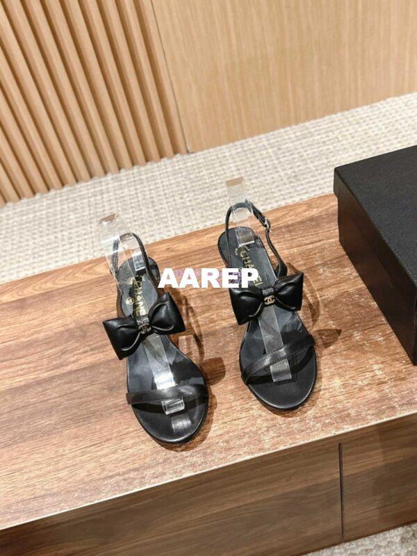 Replica Chanel SS25 Lambskin Sandals 55mm G46192 Black 5