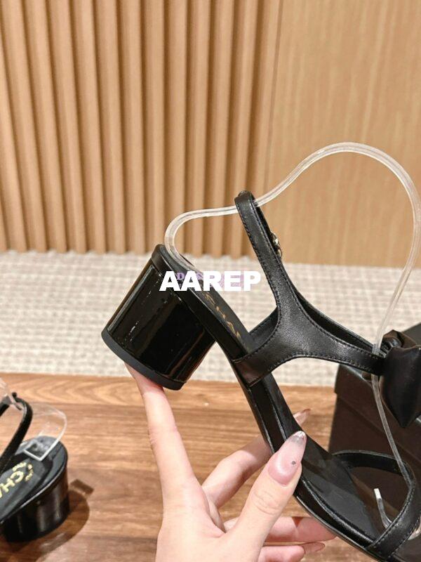 Replica Chanel SS25 Lambskin Sandals 55mm G46192 Black 6