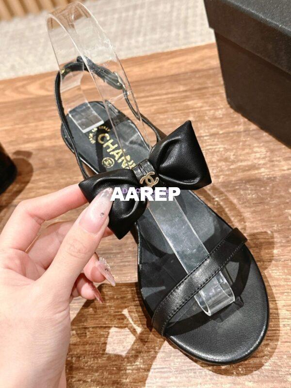 Replica Chanel SS25 Lambskin Sandals 55mm G46192 Black 8