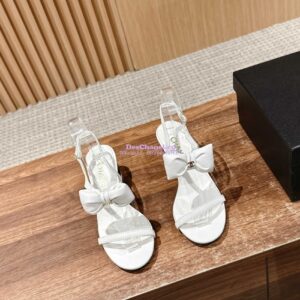 Replica Chanel SS25 Lambskin Sandals 55mm G46192 White