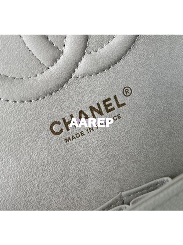 Replica Chanel CF 1112 Classic Flap Bag Qulited Grainy Caviar with Light Gold Hardware in Milky White 10