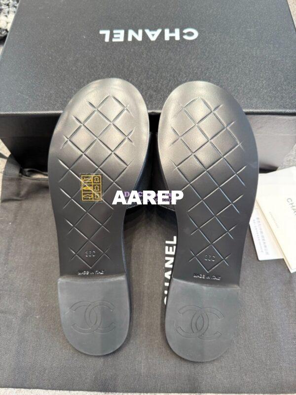Replica Chanel 25P CC Clasp Quilted Lambskin Slides G46119 Black 12