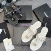 Replica Chanel 25P CC Clasp Quilted Lambskin Slides G46119 Black