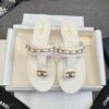 Replica Chanel 25P Spring/Summer Double C Chain Thong Sandals in Lambskin G46404 Black