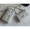 Replica Chanel Small Classic Double Flap Bag in Silver Hardware 23cm Quilted Caviar White