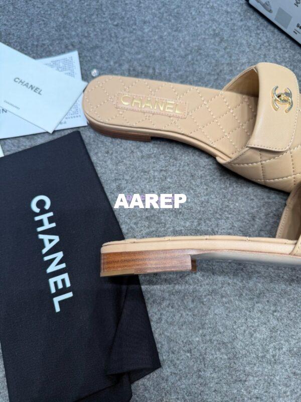 Replica Chanel 25P CC Turnlock Lambskin Slides G38232 Beige 6