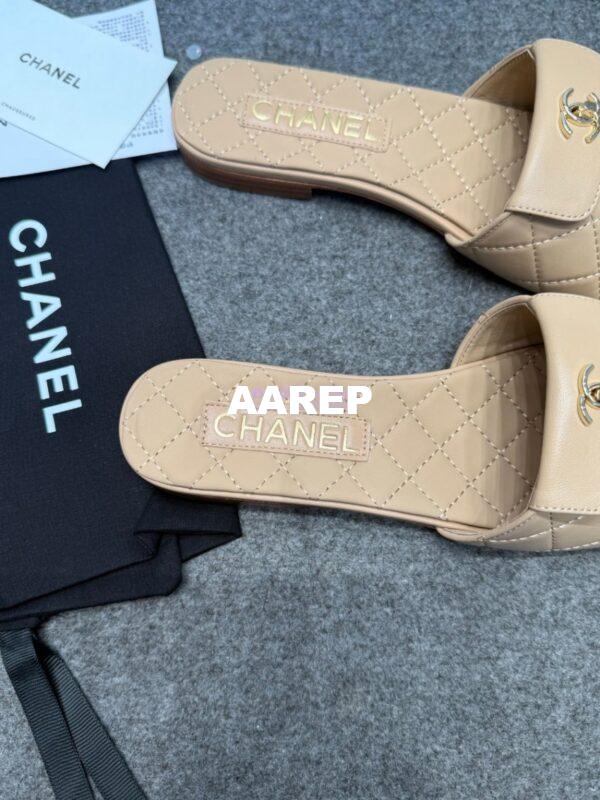 Replica Chanel 25P CC Turnlock Lambskin Slides G38232 Beige 11