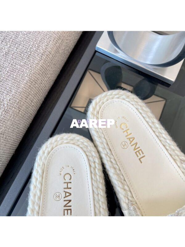 Replica Chanel Metallic Braided Knit Sandals G38189 White 10