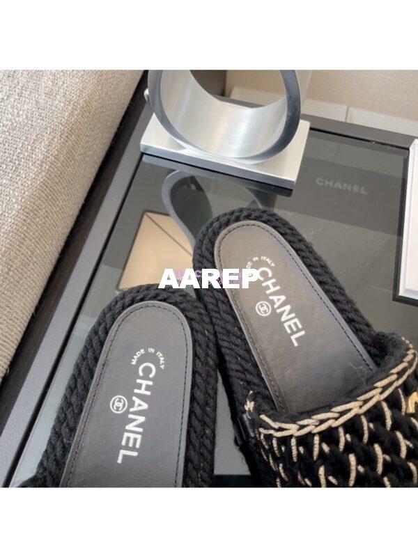 Replica Chanel Metallic Braided Knit Sandals G38189 Black 8