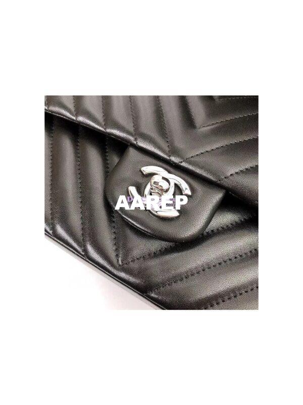 Replica Chanel Chevron Flap 25cm in black Lambskin Bag 4