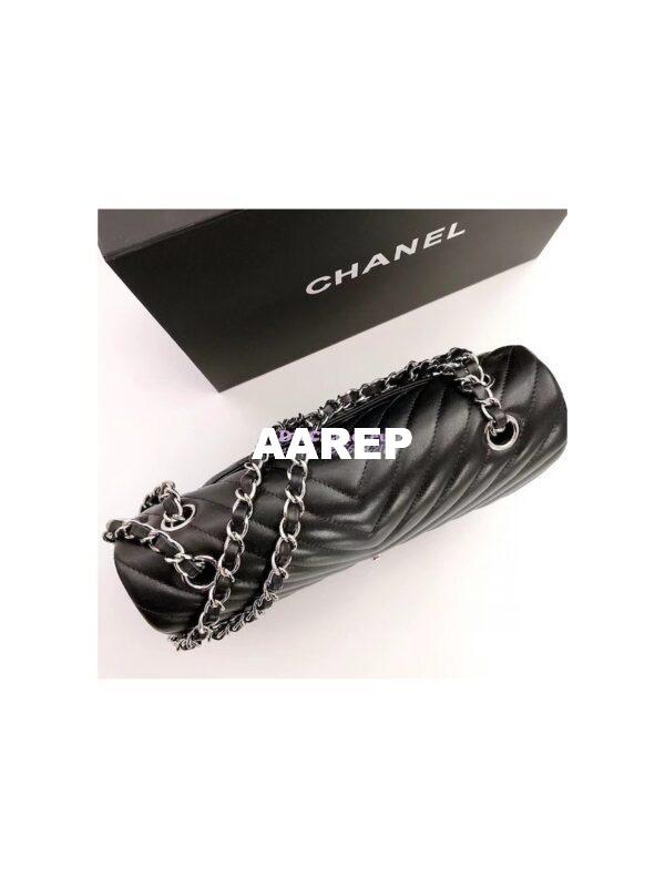 Replica Chanel Chevron Flap 25cm in black Lambskin Bag 7
