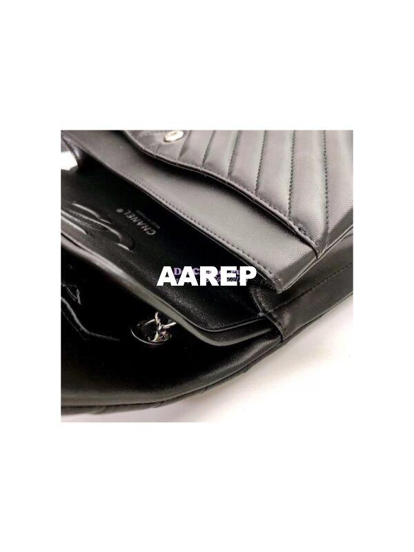 Replica Chanel Chevron Flap 25cm in black Lambskin Bag 9