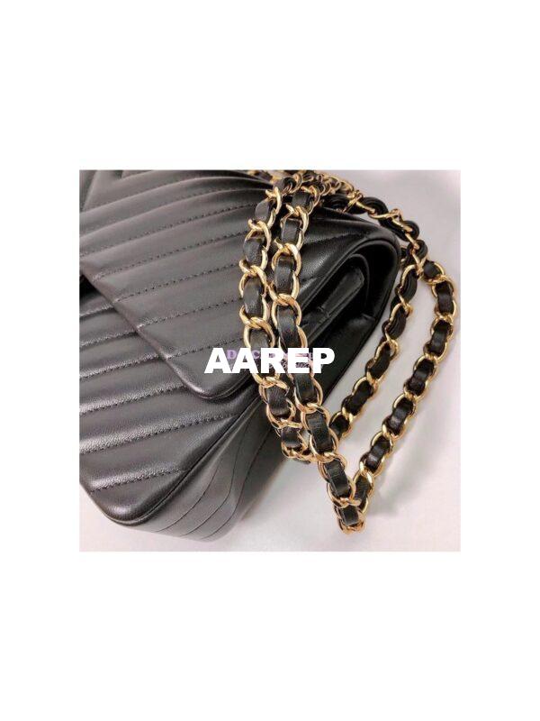 Replica Chanel Chevron Flap 25cm in black Lambskin Bag 12