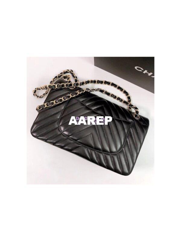 Replica Chanel Chevron Flap 25cm in black Lambskin Bag 17
