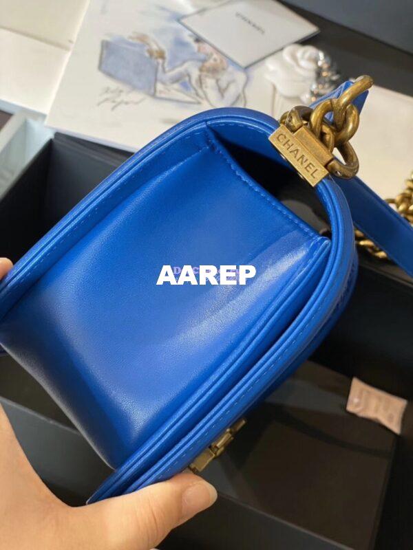 Replica Chanel Blue Python Boy Flap Bag in Matte Gold Hardware 6