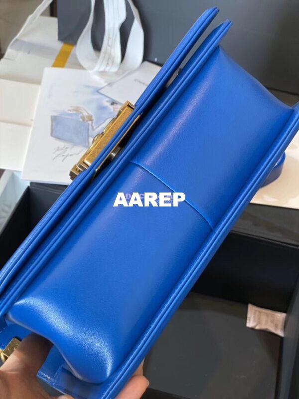 Replica Chanel Blue Python Boy Flap Bag in Matte Gold Hardware 7
