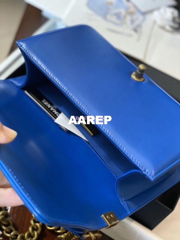 Replica Chanel Blue Python Boy Flap Bag in Matte Gold Hardware 9