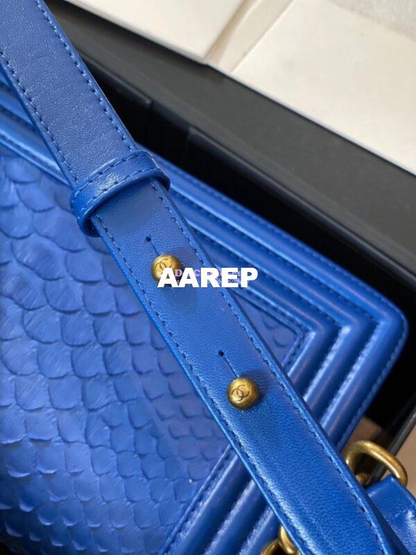 Replica Chanel Blue Python Boy Flap Bag in Matte Gold Hardware 10