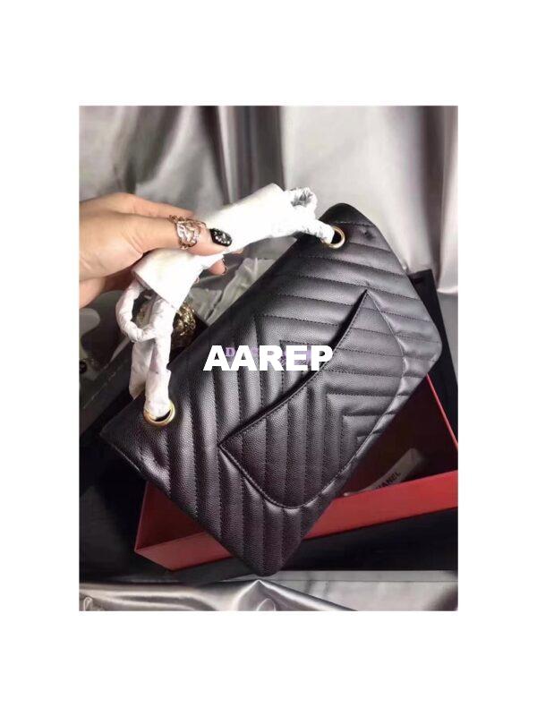 Replica Chanel Classic Flap Caviar Chevron Black Bag 4