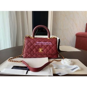 Replica Chanel Coco Grained Calfskin Flap Bag Wine Red