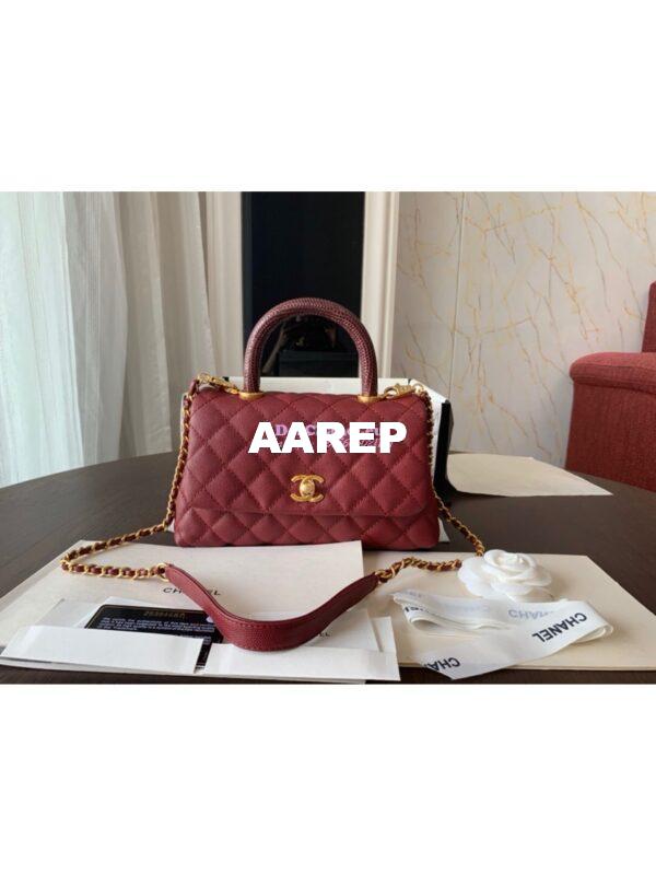 Replica Chanel Coco Grained Calfskin Flap Bag Wine Red