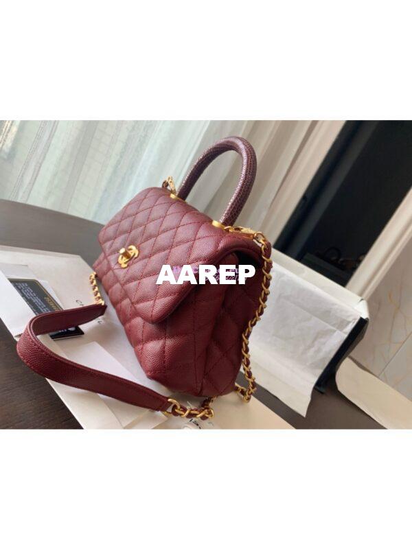 Replica Chanel Coco Grained Calfskin Flap Bag Wine Red 5