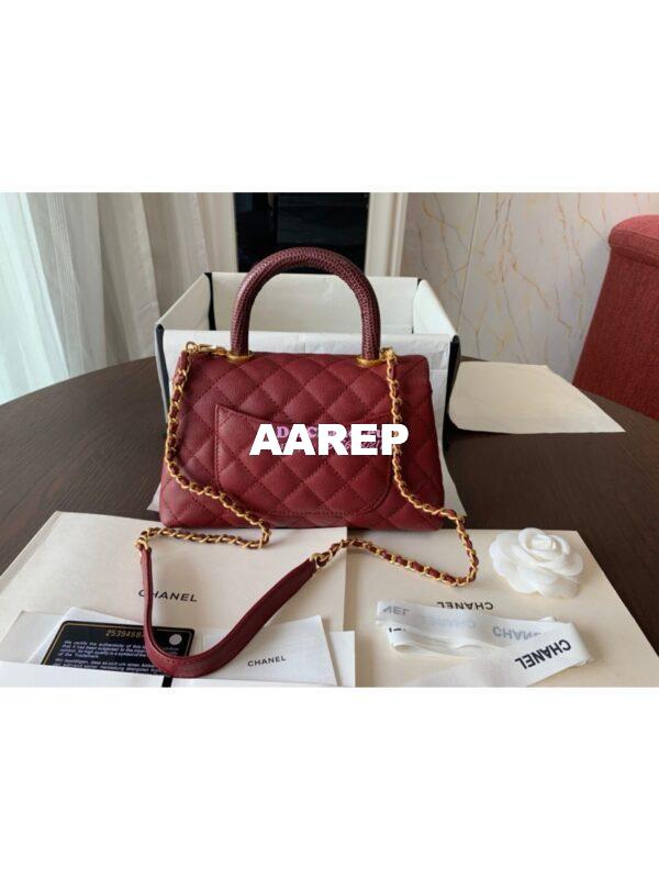 Replica Chanel Coco Grained Calfskin Flap Bag Wine Red 7