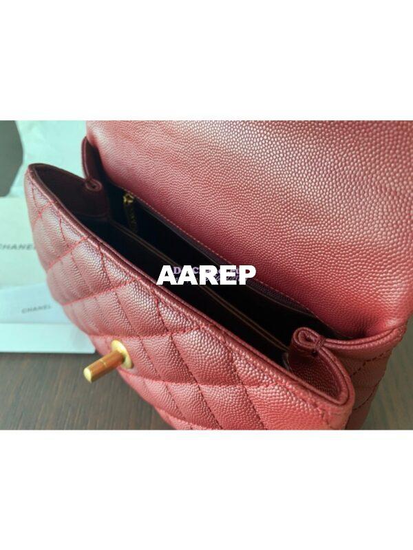Replica Chanel Coco Grained Calfskin Flap Bag Wine Red 8