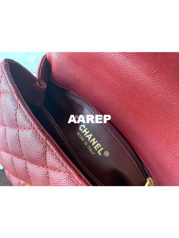 Replica Chanel Coco Grained Calfskin Flap Bag Wine Red 9