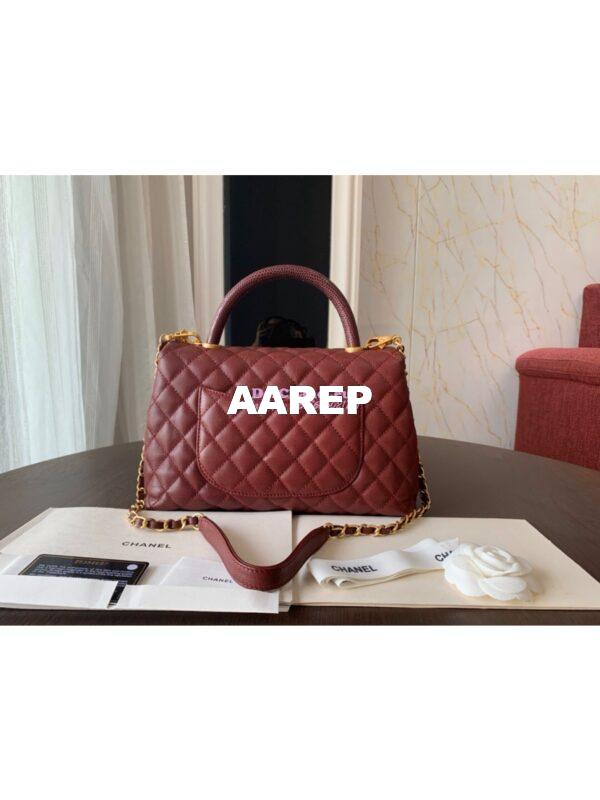 Replica Chanel Coco Grained Calfskin Flap Bag Wine Red 12
